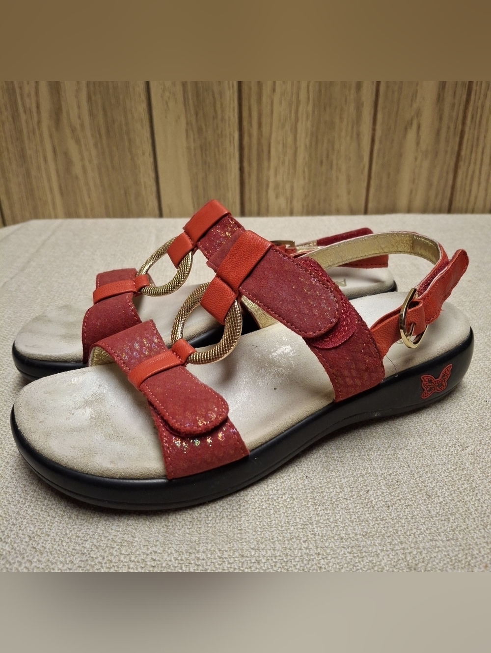 Alegria Julie Sandal Womens Sz 38 US 7-7.5 Slingback Platform Boho Leather Shoes